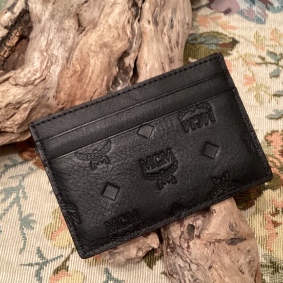 MCM Embossed Card Case - Black - Picture 1 of 4